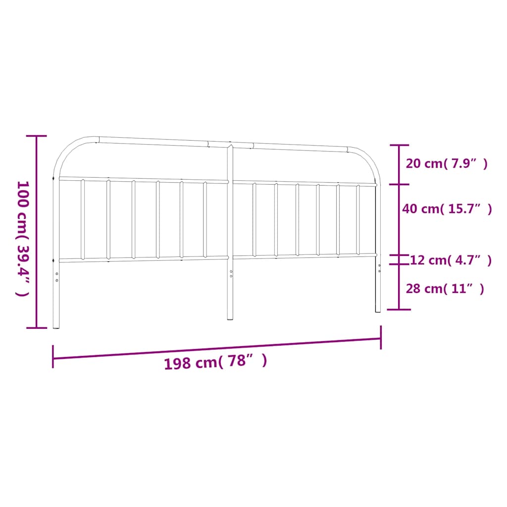 Metalno zamjensko uzglavlje crno 193 cm
