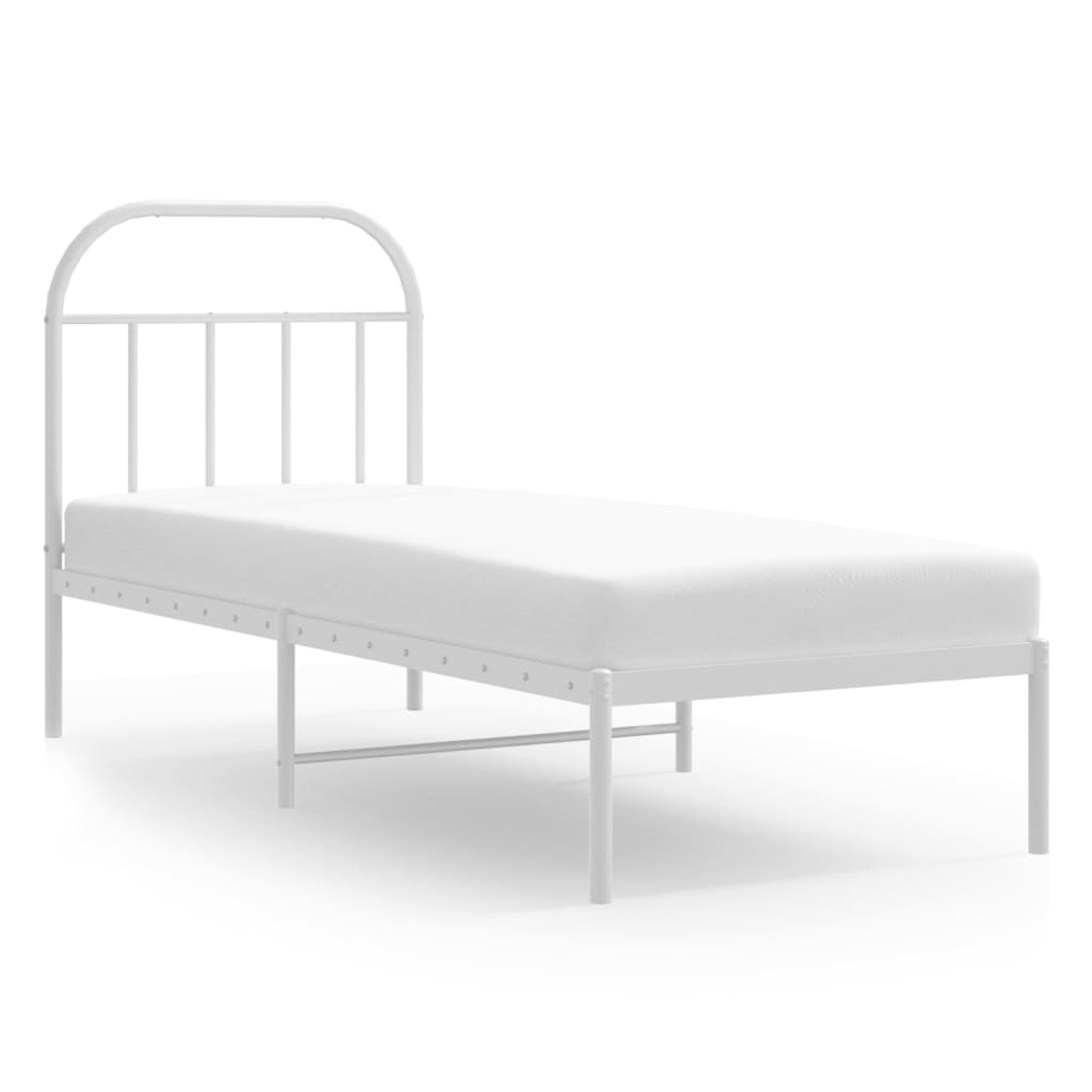 Metalni okvir krevet bez madraca s uzglavljem bijeli 75x190 cm