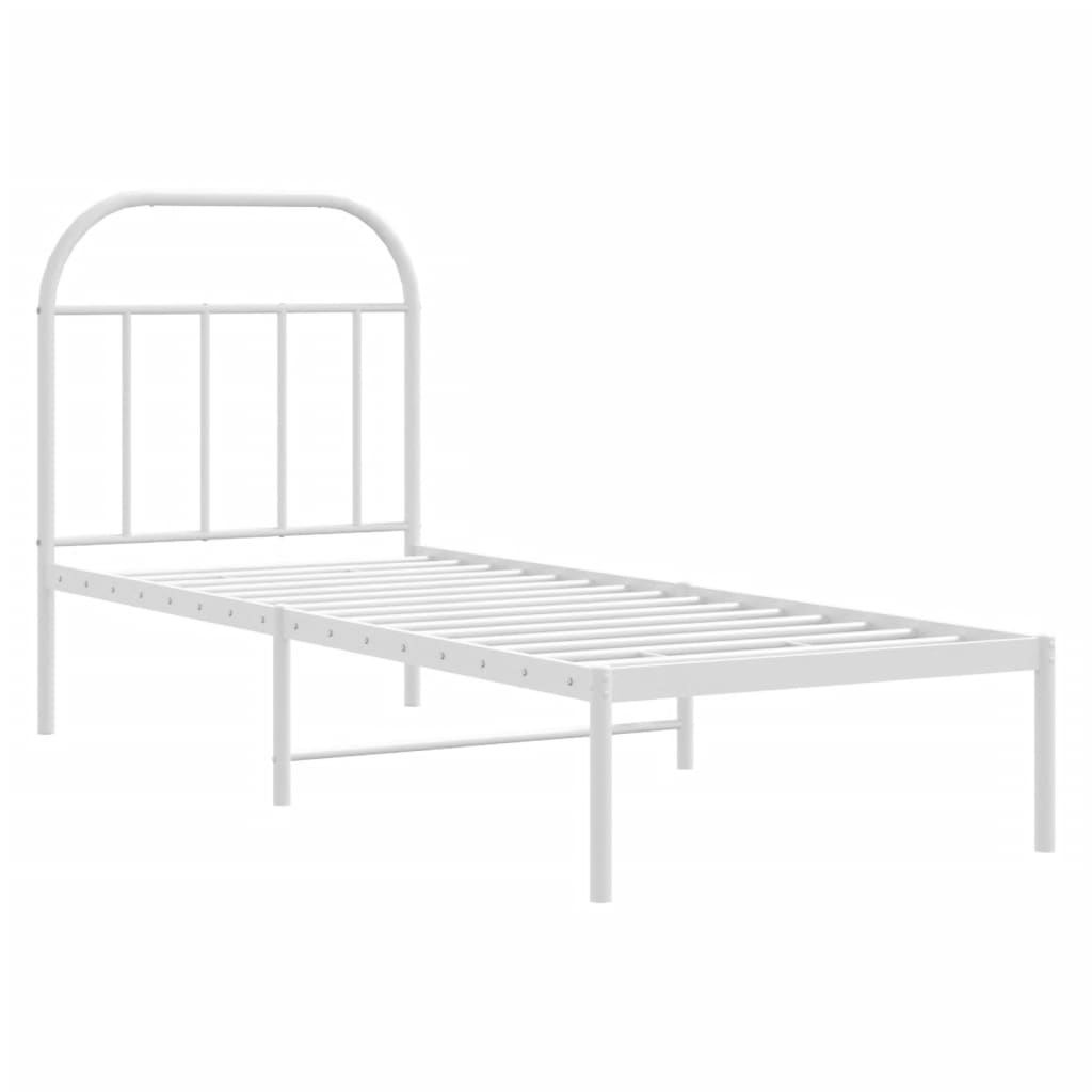 Metalni okvir krevet bez madraca s uzglavljem bijeli 75x190 cm