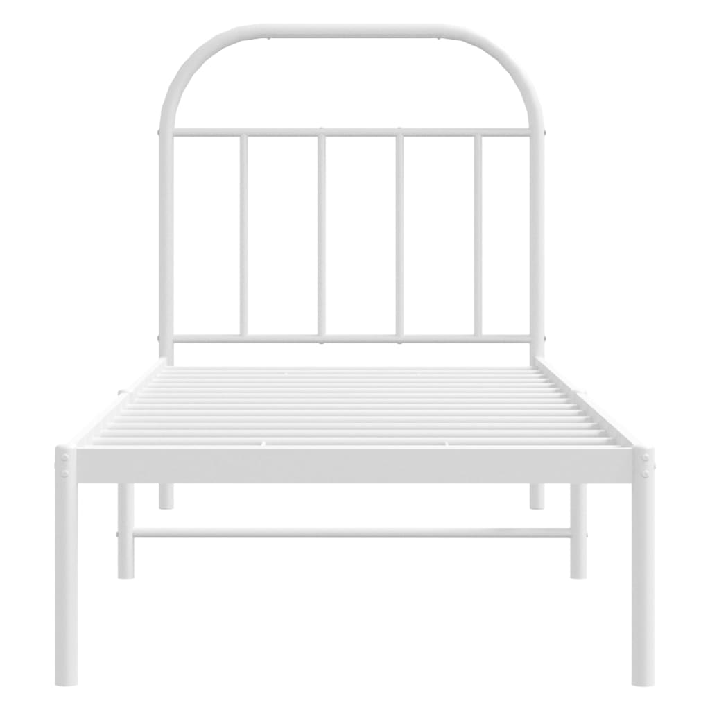 Metalni okvir krevet bez madraca s uzglavljem bijeli 75x190 cm