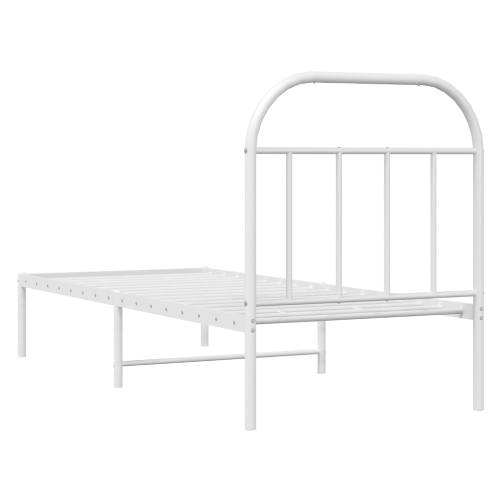 Metalni okvir krevet bez madraca s uzglavljem bijeli 75x190 cm