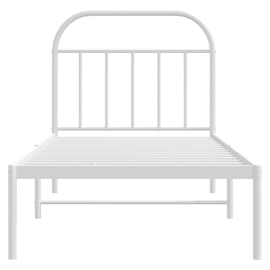 Metalni okvir za krevet s uzglavljem bijeli 90 x 190 cm