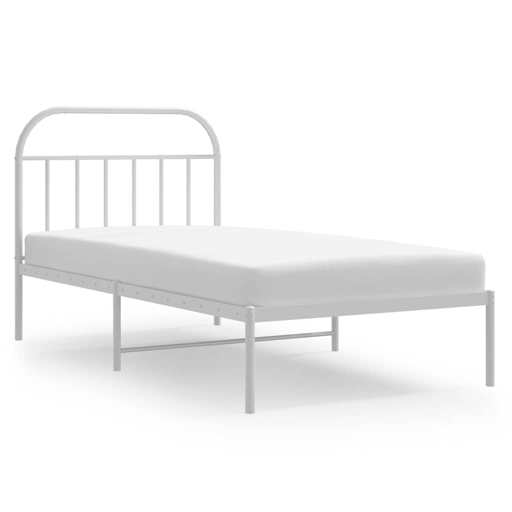 Metalni okvir za krevet s uzglavljem bijeli 100x200 cm