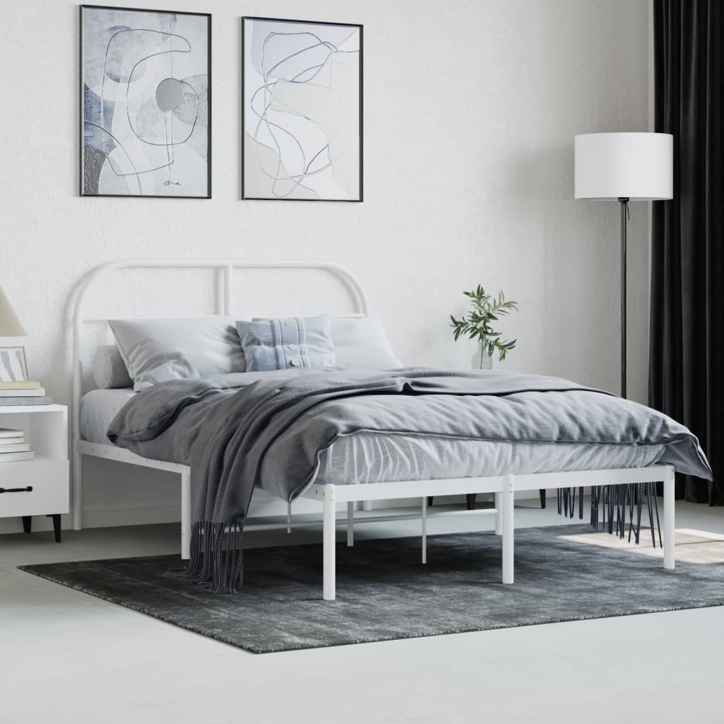Metalni okvir za krevet s uzglavljem bijeli 120x200 cm