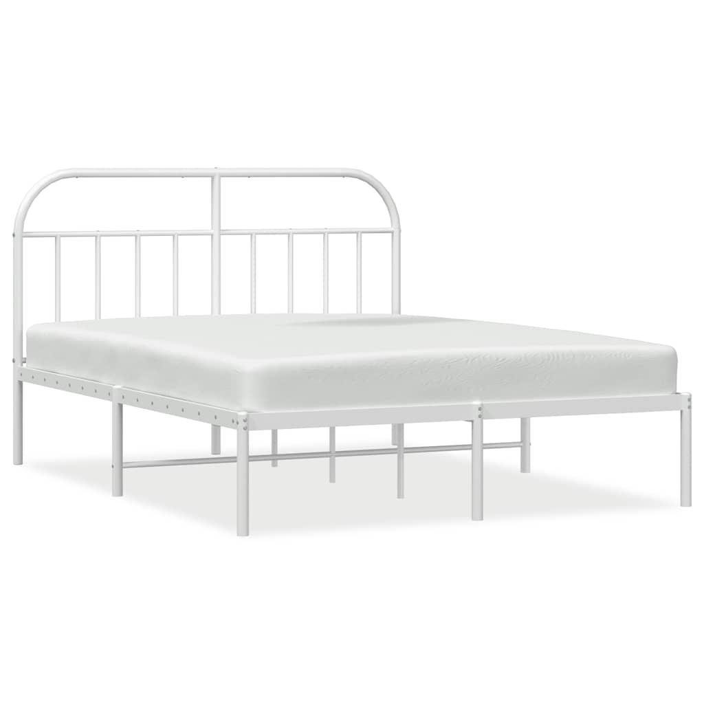 Metalni okvir za krevet s uzglavljem bijeli 183x213 cm