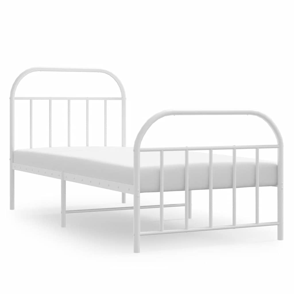 Metalni okvir kreveta uzglavlje i podnožje bijeli 90x190 cm