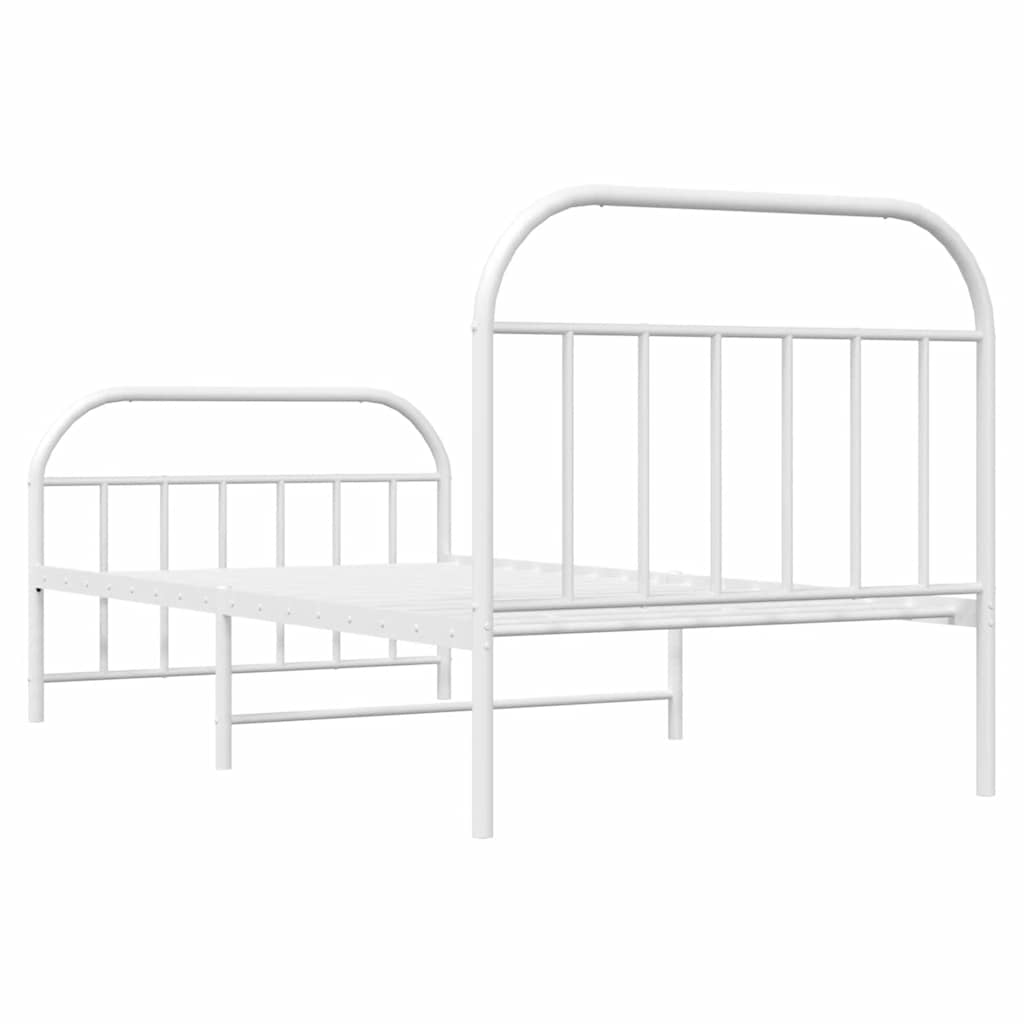 Metalni okvir kreveta uzglavlje i podnožje bijeli 100x190 cm