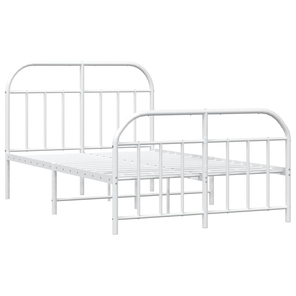 Metalni okvir kreveta uzglavlje i podnožje bijeli 120x200 cm