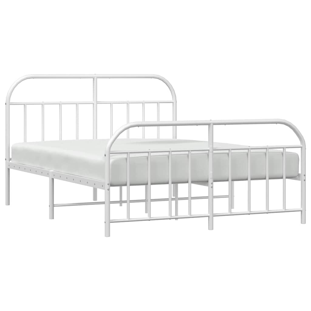 Metalni okvir kreveta uzglavlje i podnožje bijeli 135 x 190 cm