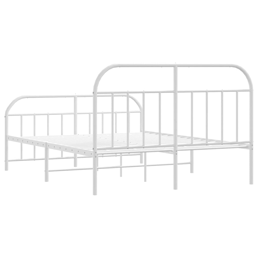 Metalni okvir kreveta uzglavlje i podnožje bijeli 135 x 190 cm