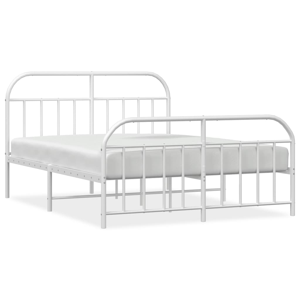 Metalni okvir kreveta uzglavlje i podnožje bijeli 140 x 190 cm