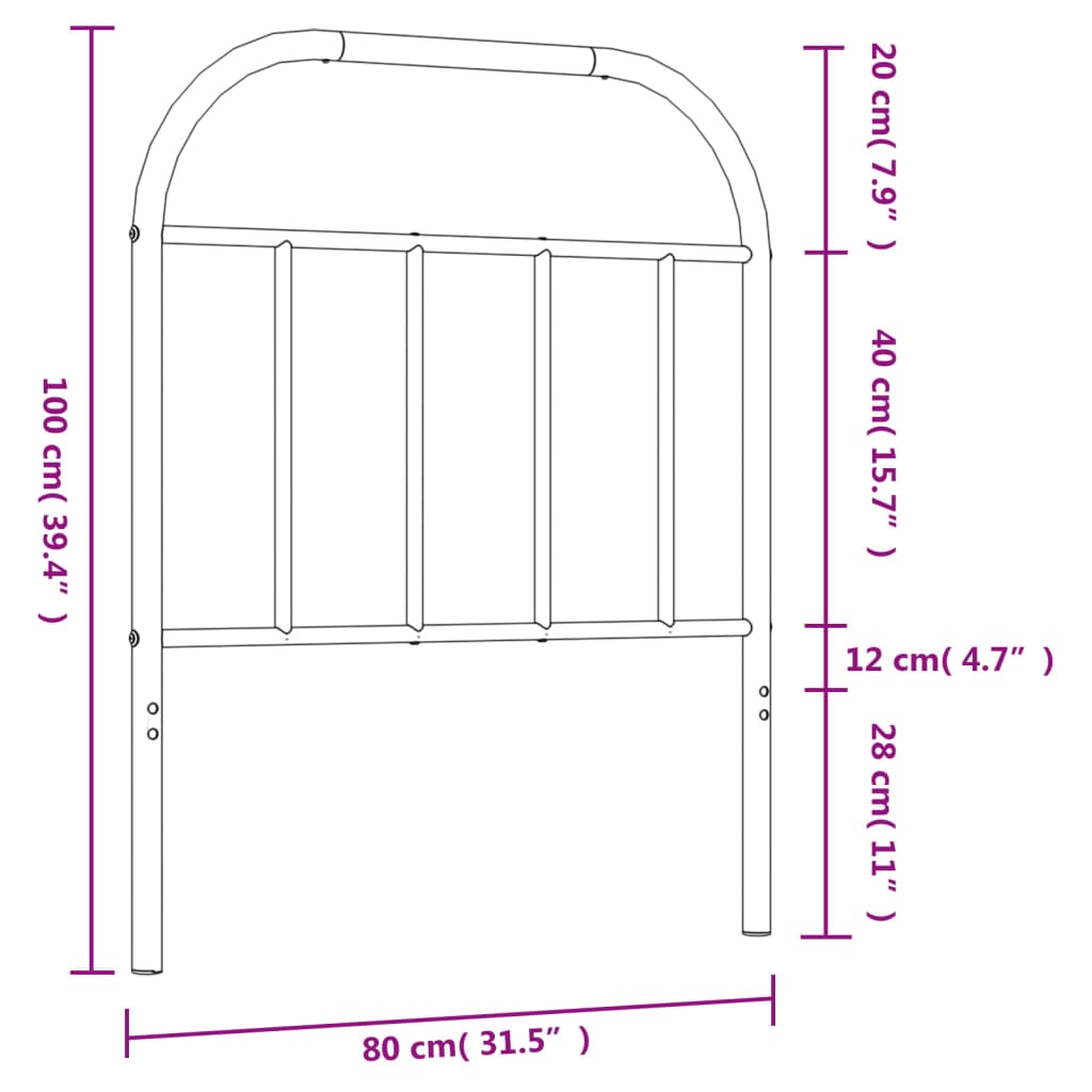 Metalno zamjensko uzglavlje bijelo 75 cm
