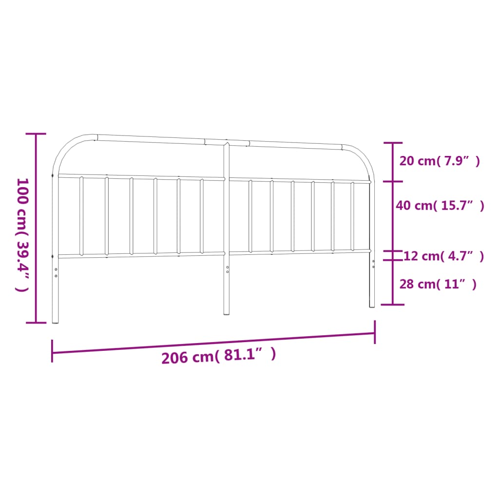 Metalno zamjensko uzglavlje bijelo 200 cm