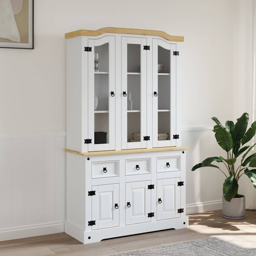 Visoka komoda Corona bijela 112x43x196cm borovina meksički stil