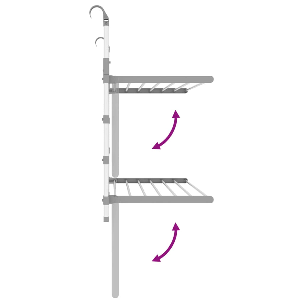Stalak za sušenje za balkon 89 x 25 x (60 - 95) cm aluminijski
