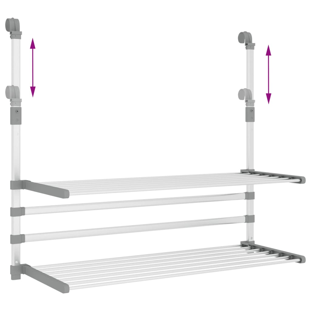Stalak za sušenje za balkon 89 x 25 x (60 - 95) cm aluminijski
