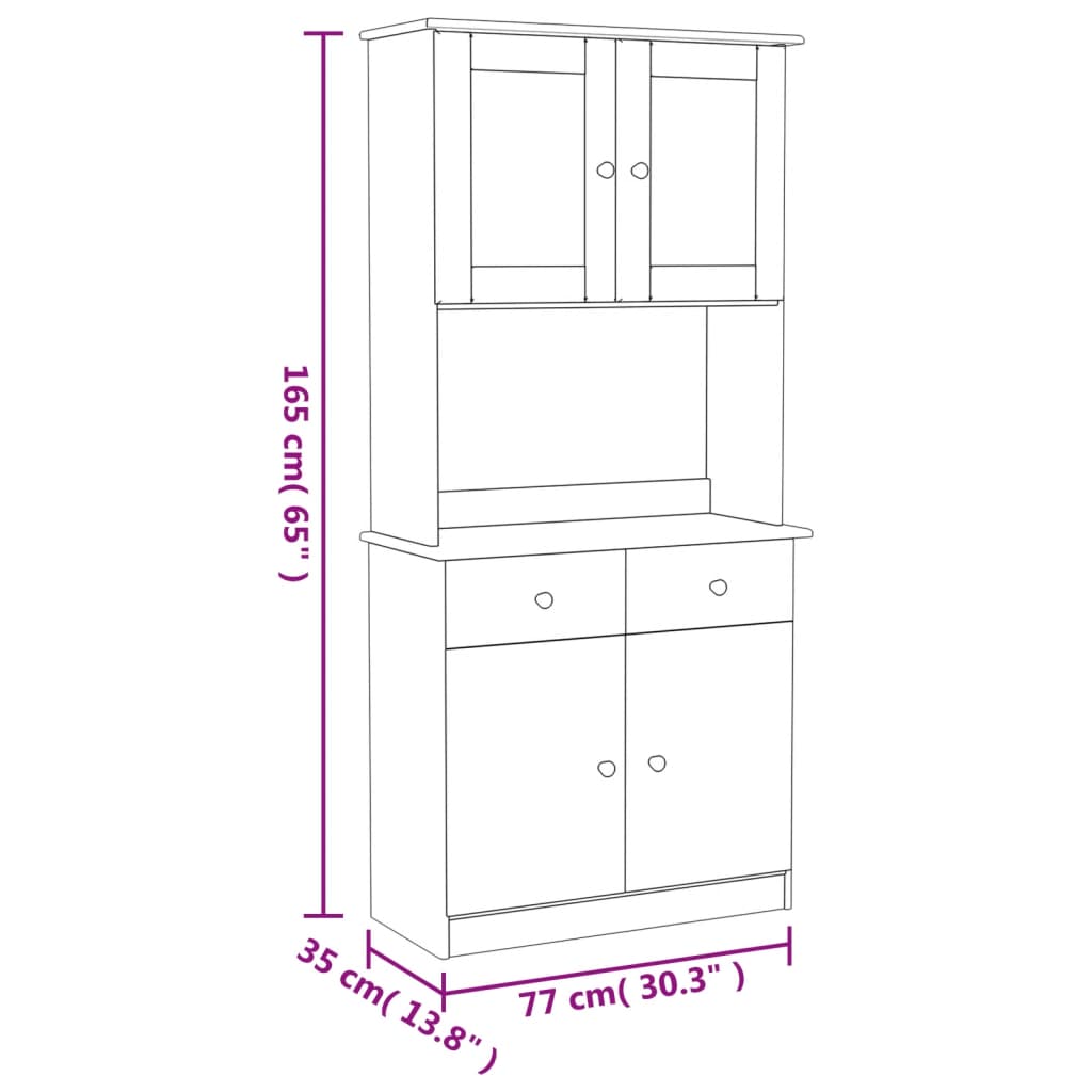 Visoka komoda ALTA bijela 77 x 35 x 165 cm od masivne borovine