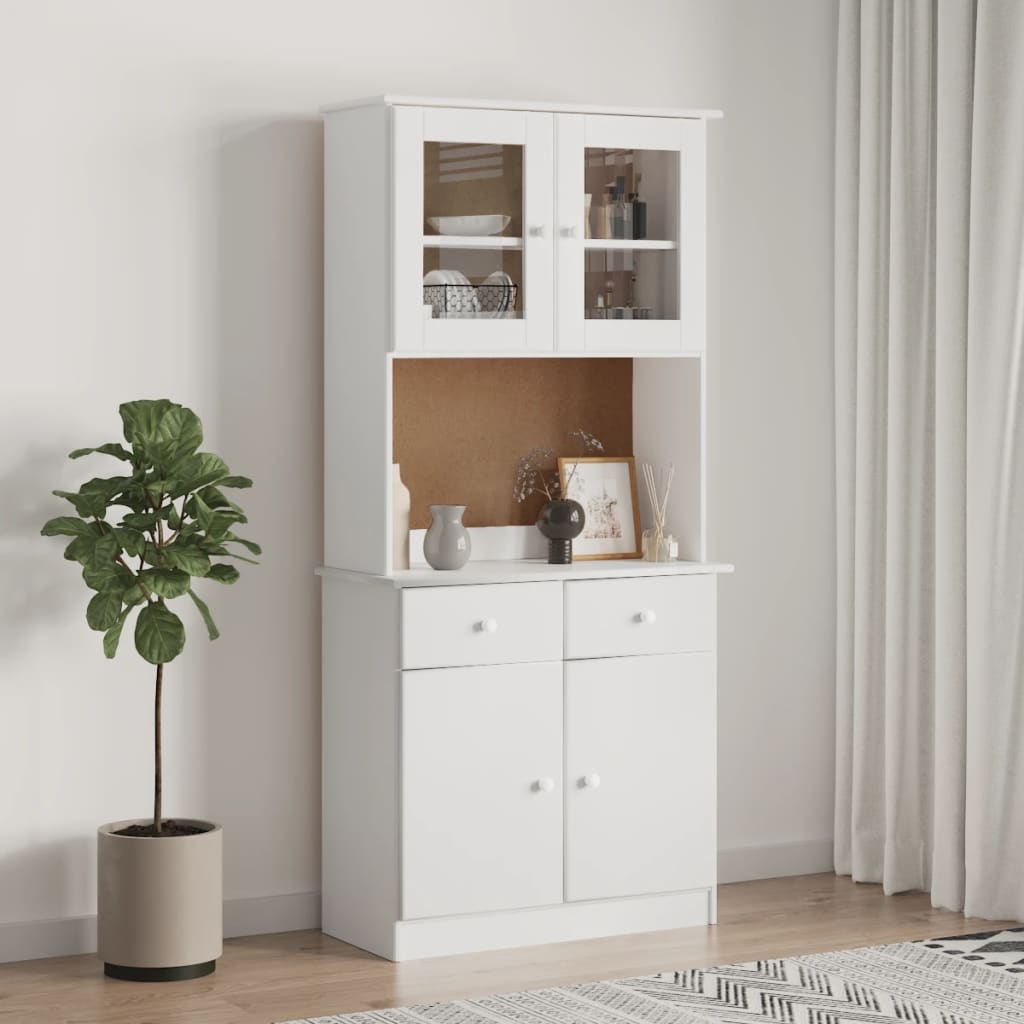Visoka komoda ALTA bijela 77 x 35 x 165 cm od masivne borovine