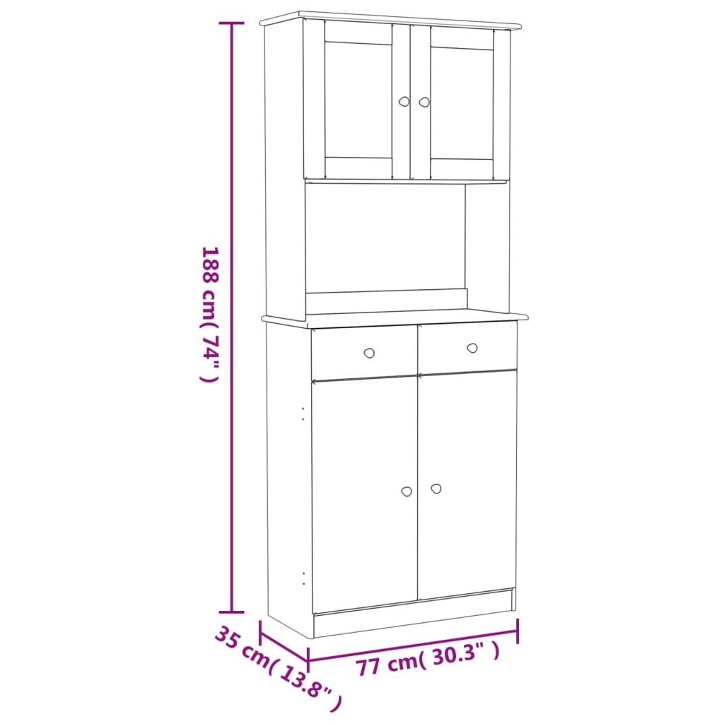 Visoka komoda ALTA 77 x 35 x 188 cm od masivne borovine