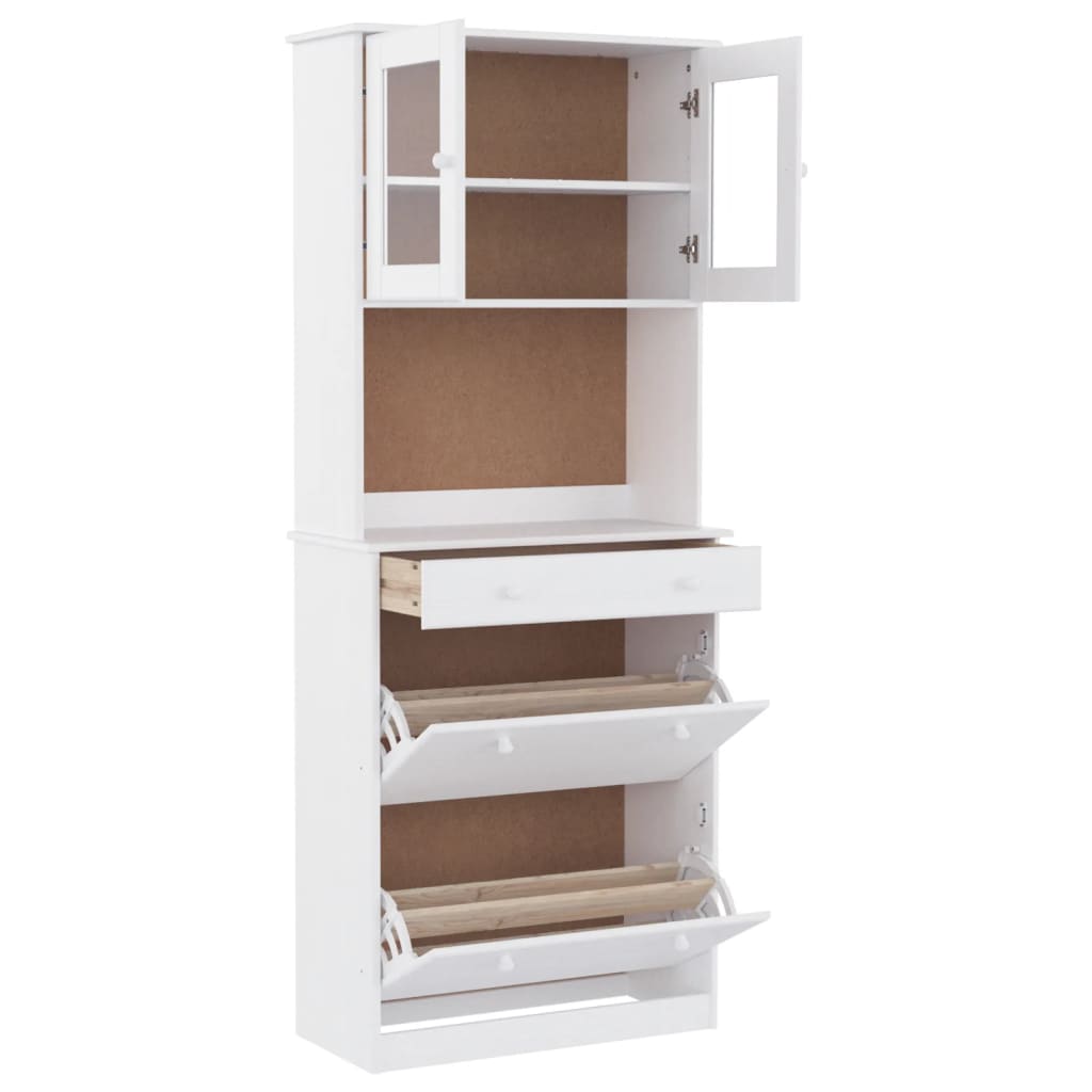Visoka komoda ALTA bijela 77 x 35 x 188 cm od masivne borovine