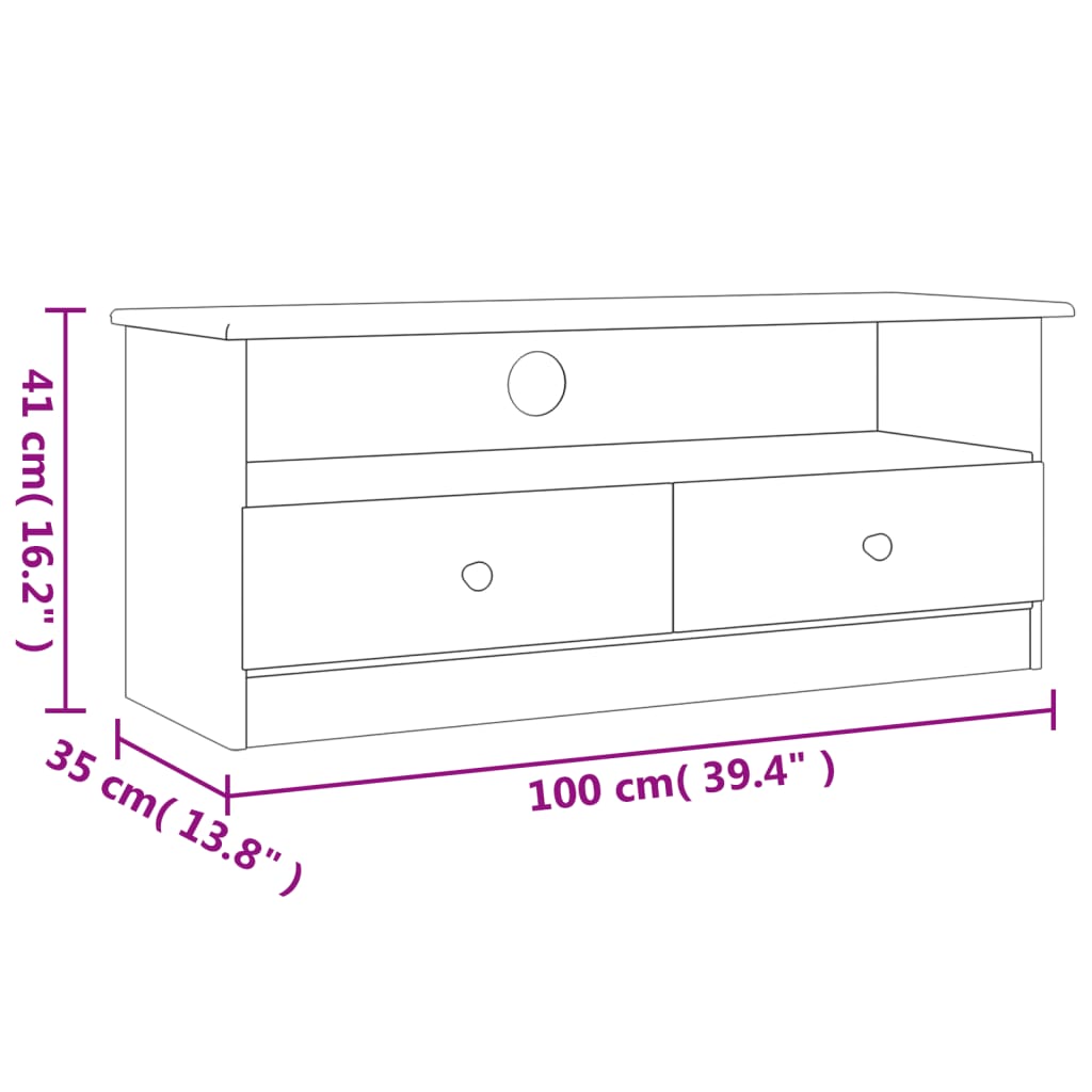TV ormarić s ladicama ALTA 100 x 35 x 41 cm od masivne borovine
