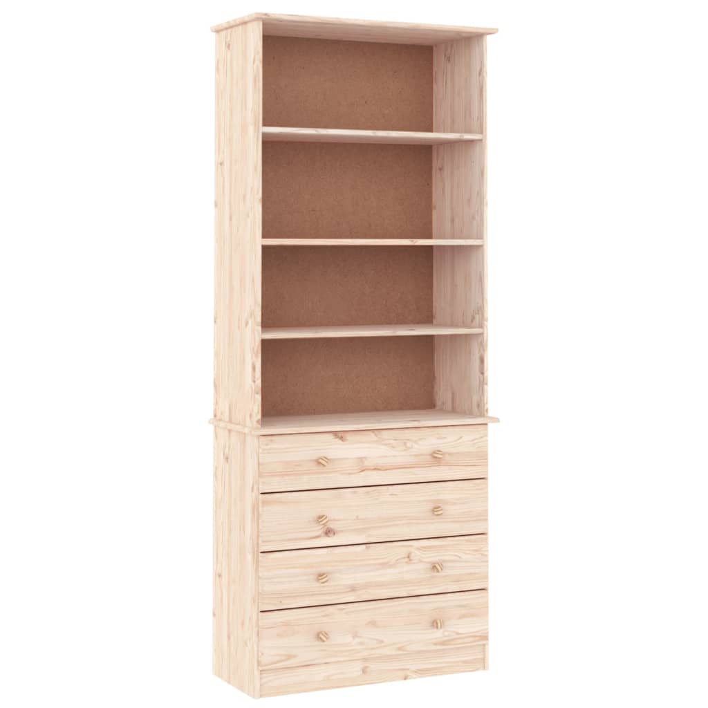 Regal za knjige s ladicama ALTA 77x35x186,5 cm masivna borovina