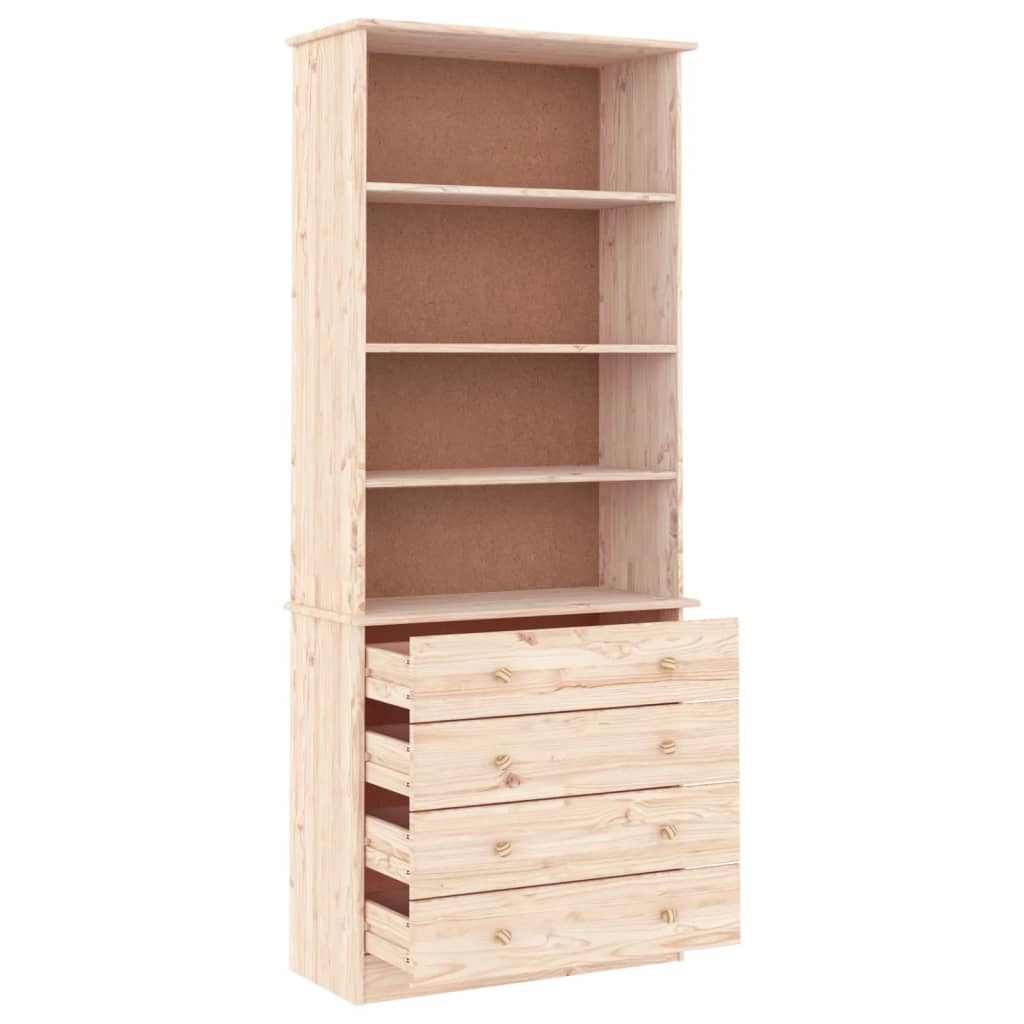Regal za knjige s ladicama ALTA 77x35x186,5 cm masivna borovina