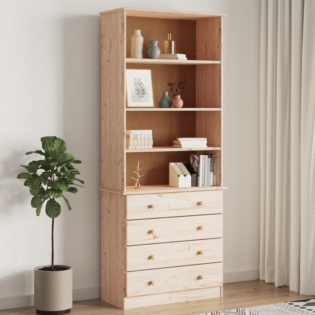 Regal za knjige s ladicama ALTA 77x35x186,5 cm masivna borovina