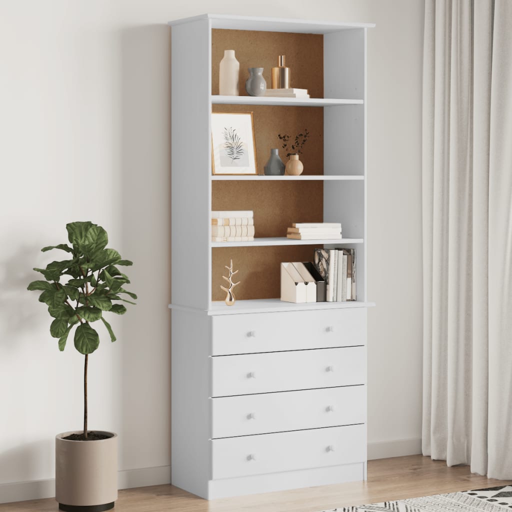 Regal za knjige s ladicama ALTA bijeli 77x35x186,5 cm borovina