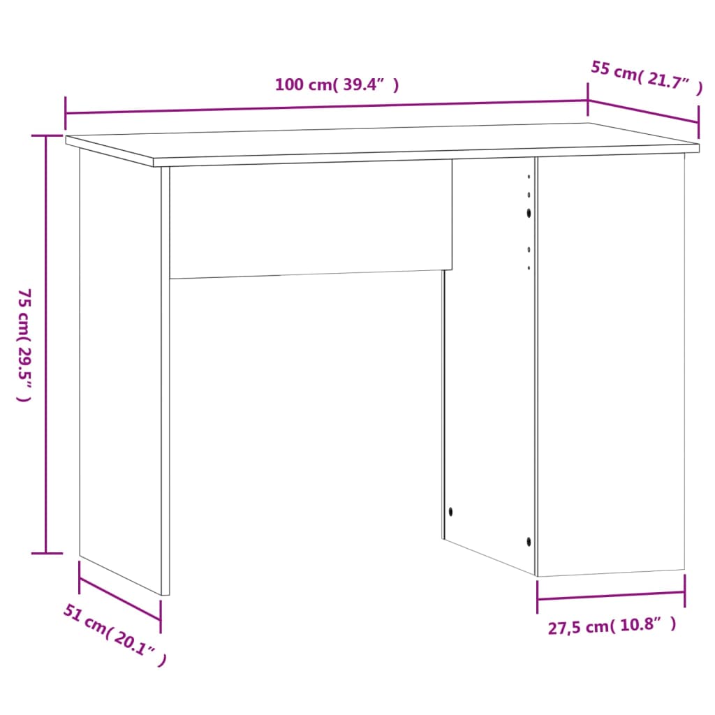 Radni stol boja hrasta sonome 100x55x75 cm konstruirano drvo