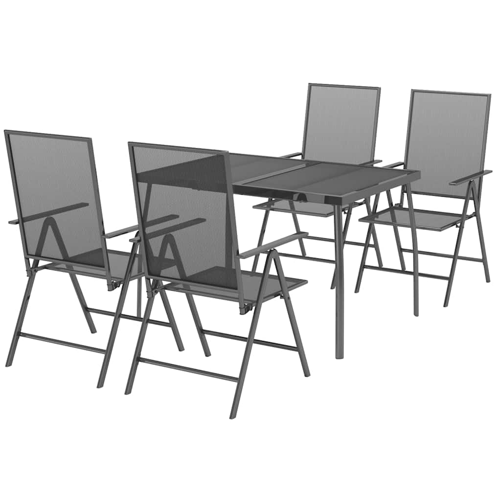 5-dijelni vrtni blagovaonski set antracit čelični Antracitno siva Dužina stola 110 cm