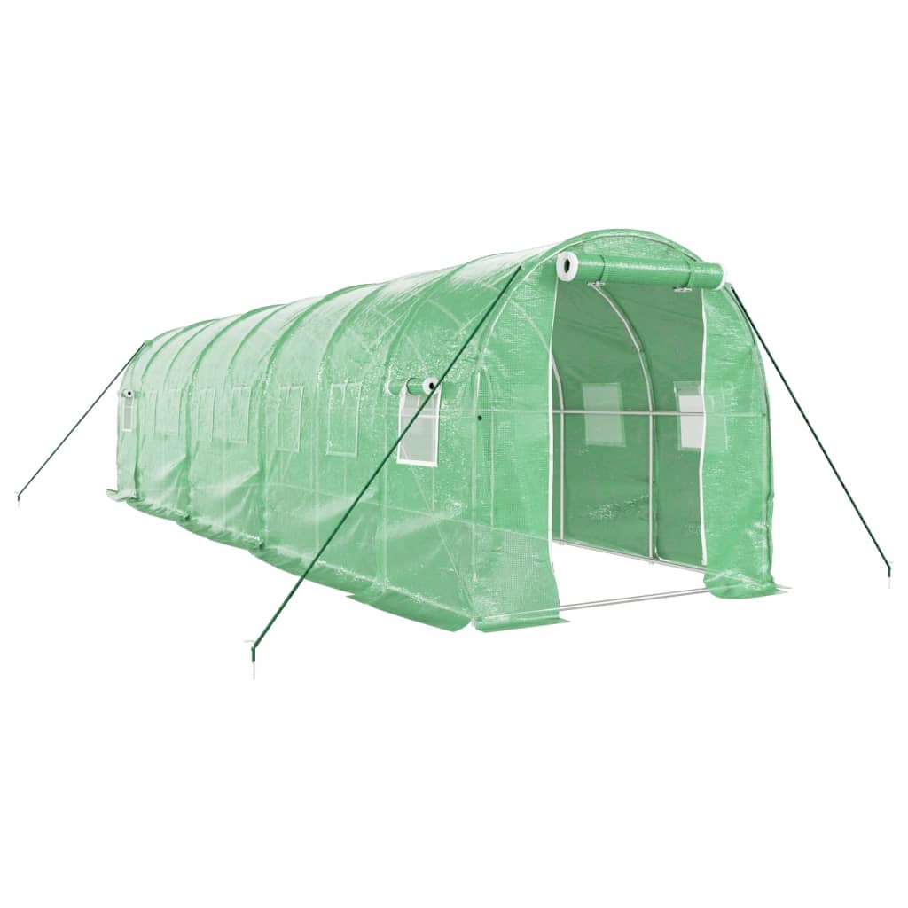 Staklenik s čeličnim okvirom zeleni 16 m² 8 x 2 x 2 m