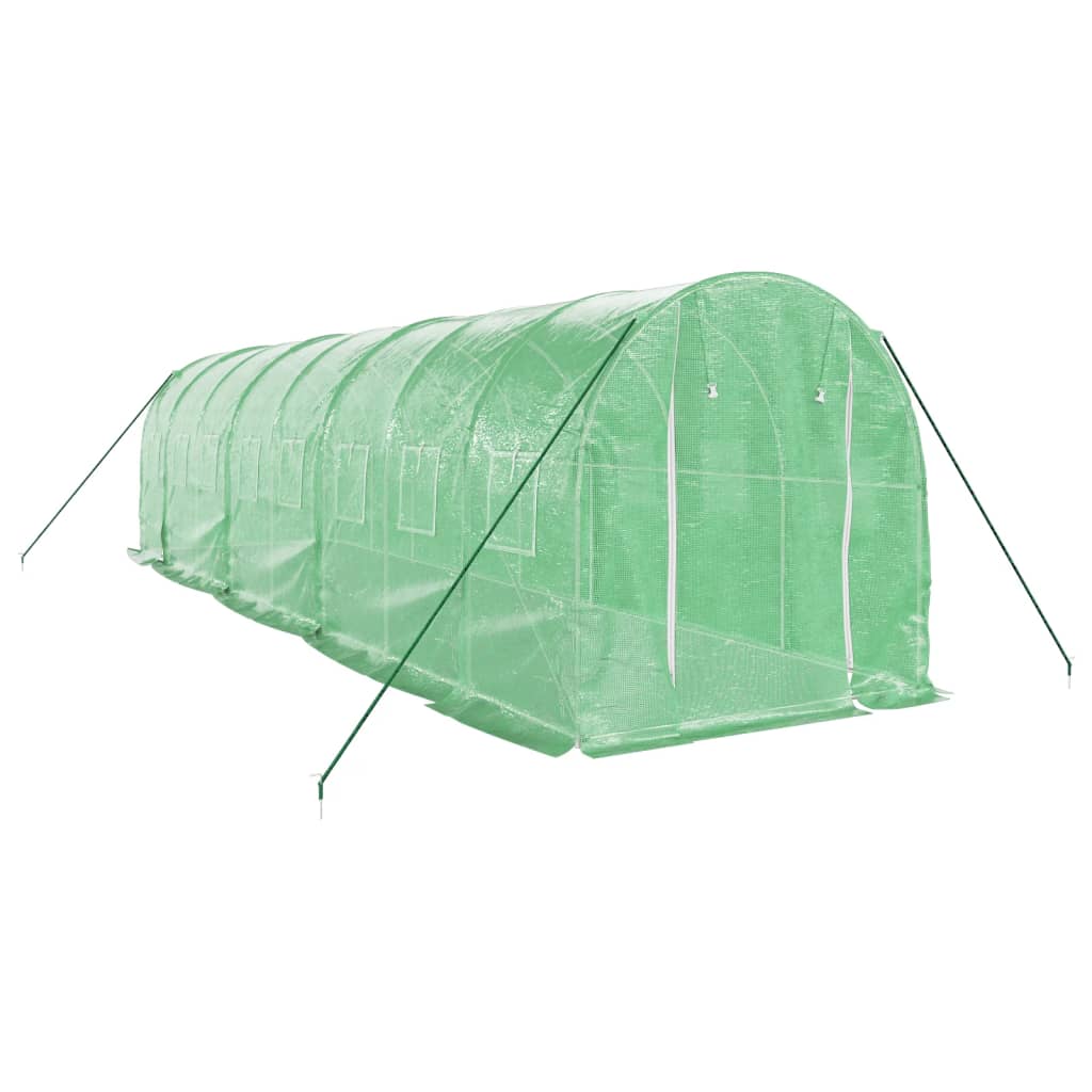Staklenik s čeličnim okvirom zeleni 16 m² 8 x 2 x 2 m