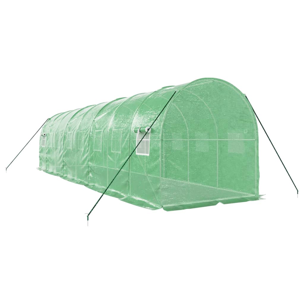 Staklenik s čeličnim okvirom zeleni 16 m² 8 x 2 x 2 m