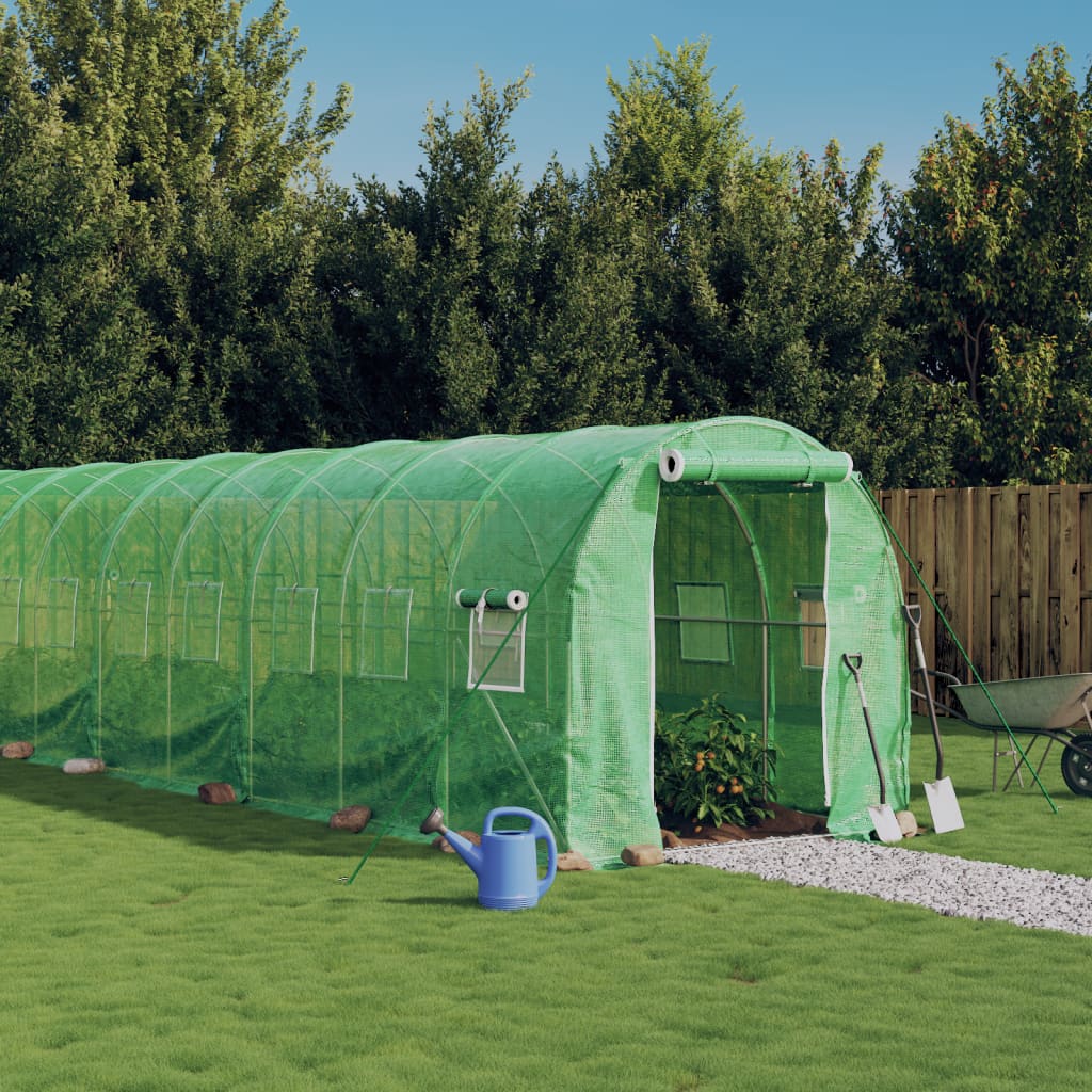 Staklenik s čeličnim okvirom zeleni 16 m² 8 x 2 x 2 m
