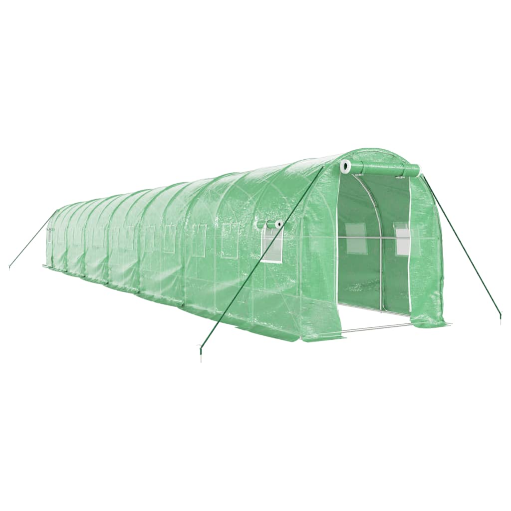 Staklenik s čeličnim okvirom zeleni 28 m² 14 x 2 x 2 m
