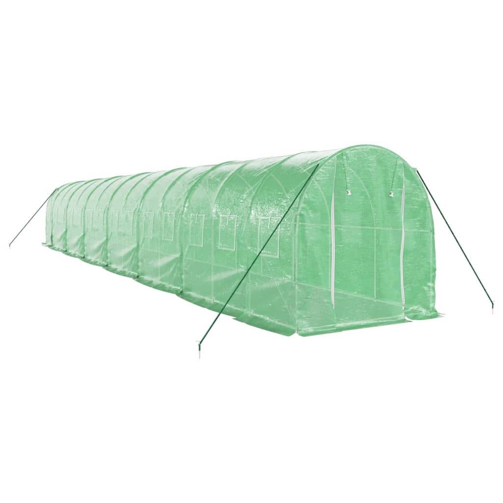 Staklenik s čeličnim okvirom zeleni 28 m² 14 x 2 x 2 m
