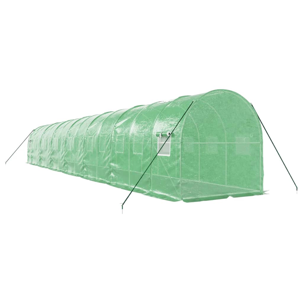 Staklenik s čeličnim okvirom zeleni 28 m² 14 x 2 x 2 m