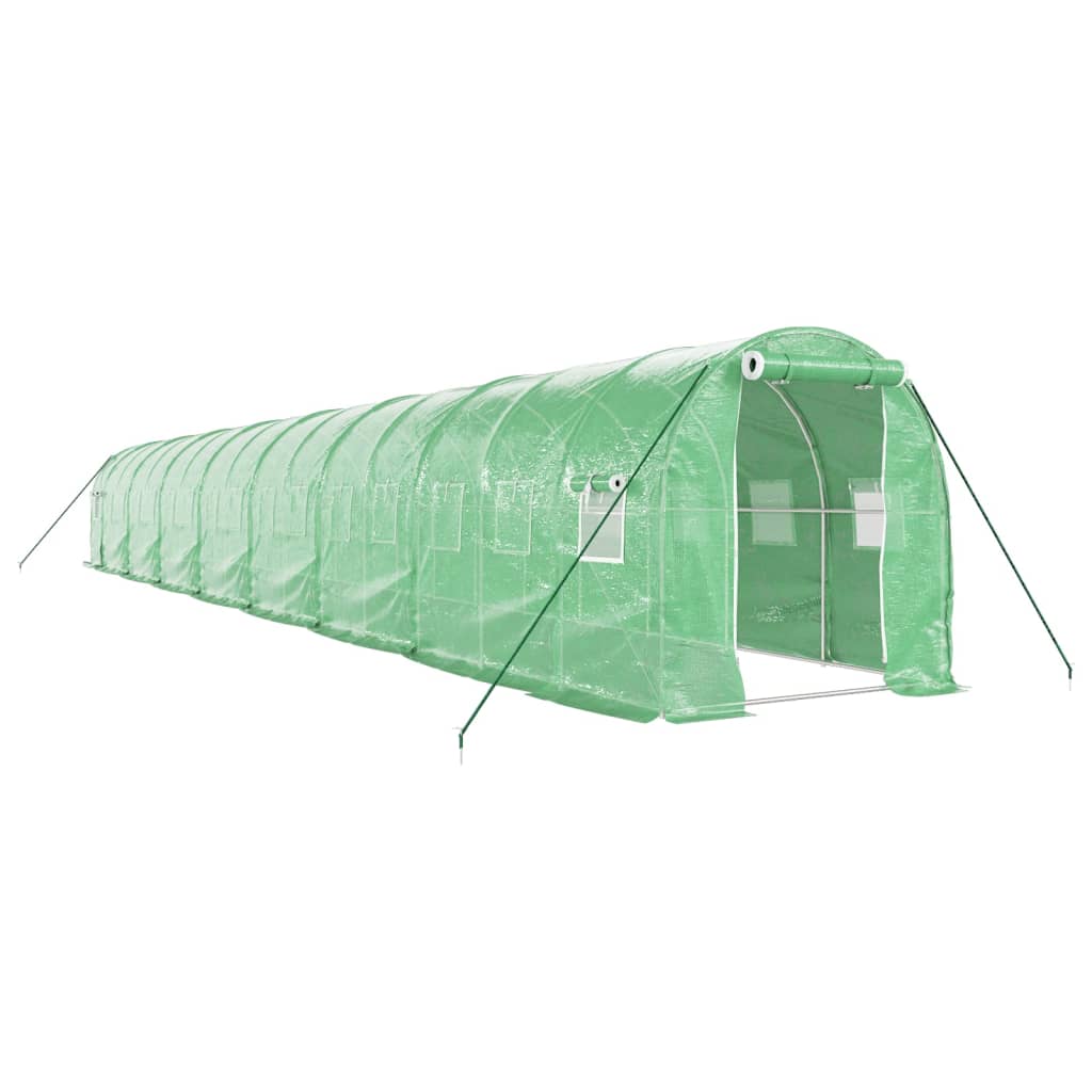 Staklenik s čeličnim okvirom zeleni 32 m² 16 x 2 x 2 m
