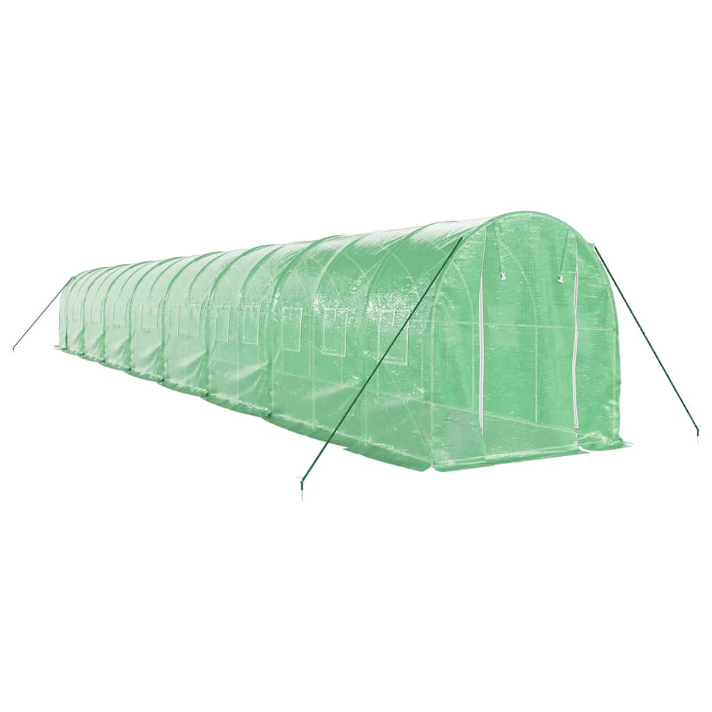 Staklenik s čeličnim okvirom zeleni 32 m² 16 x 2 x 2 m