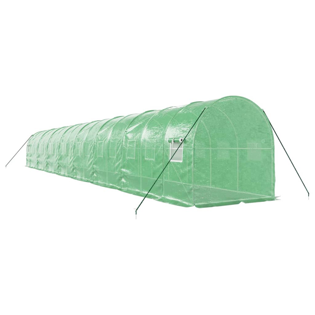 Staklenik s čeličnim okvirom zeleni 32 m² 16 x 2 x 2 m