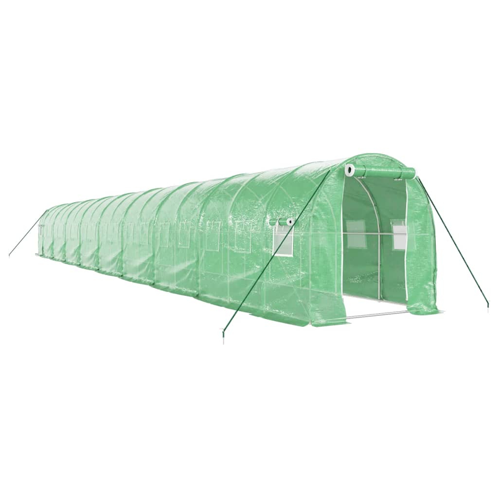 Staklenik s čeličnim okvirom zeleni 36 m² 18 x 2 x 2 m