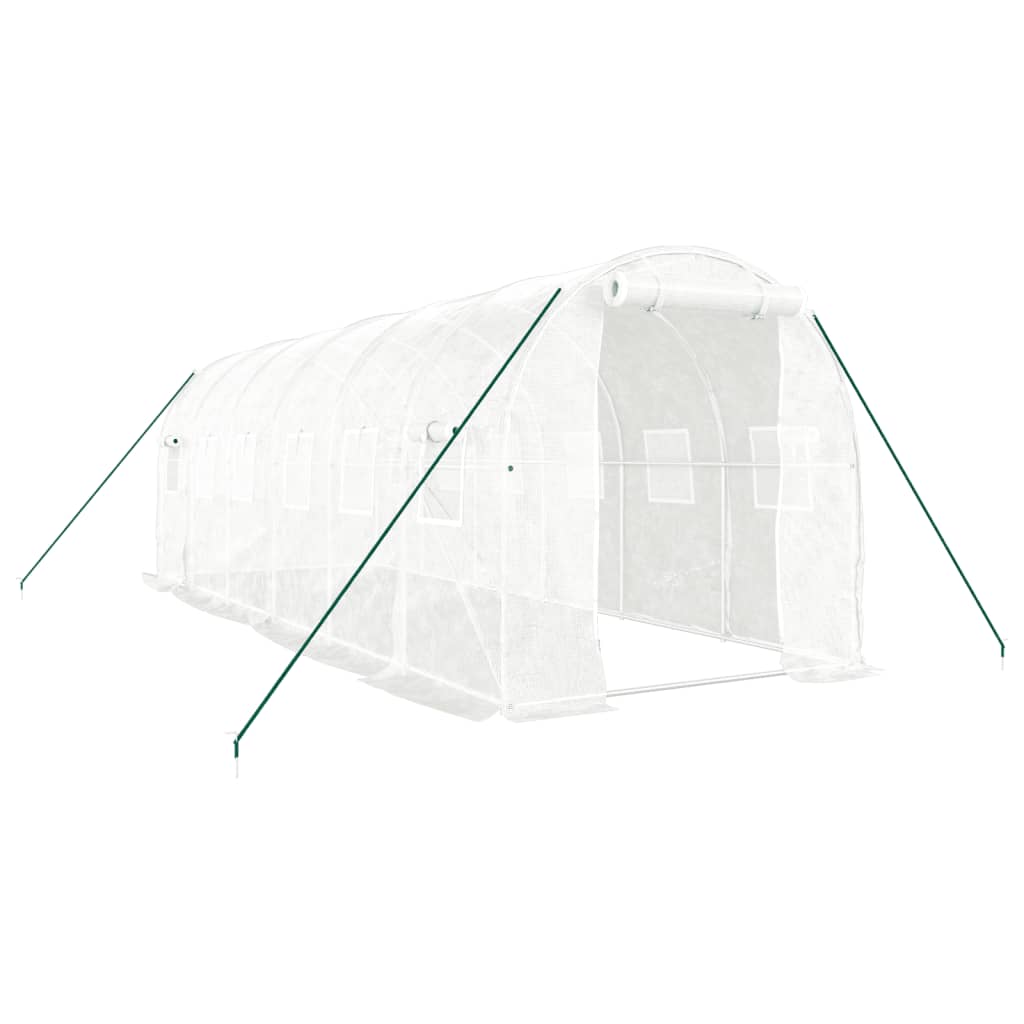 Staklenik s čeličnim okvirom bijeli 12 m² 6 x 2 x 2 m