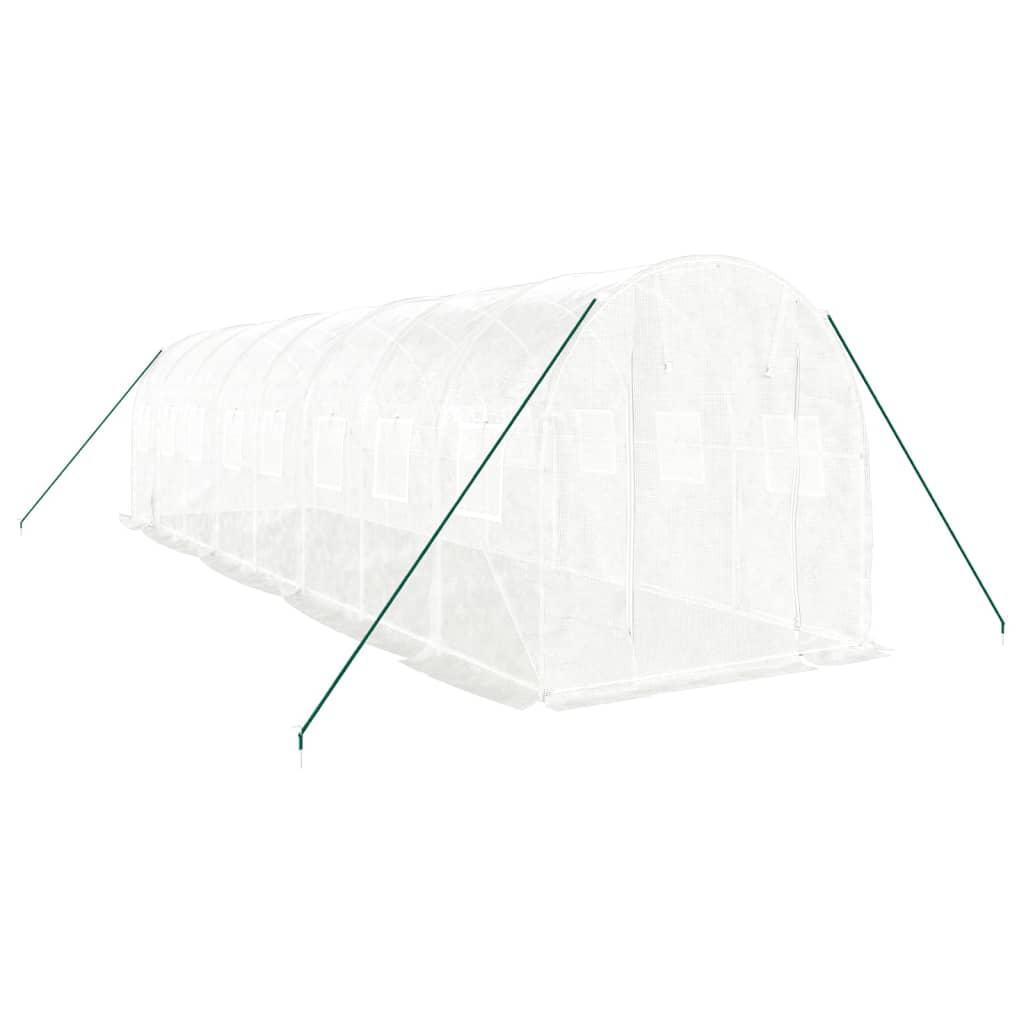 Staklenik s čeličnim okvirom bijeli 16 m² 8 x 2 x 2 m