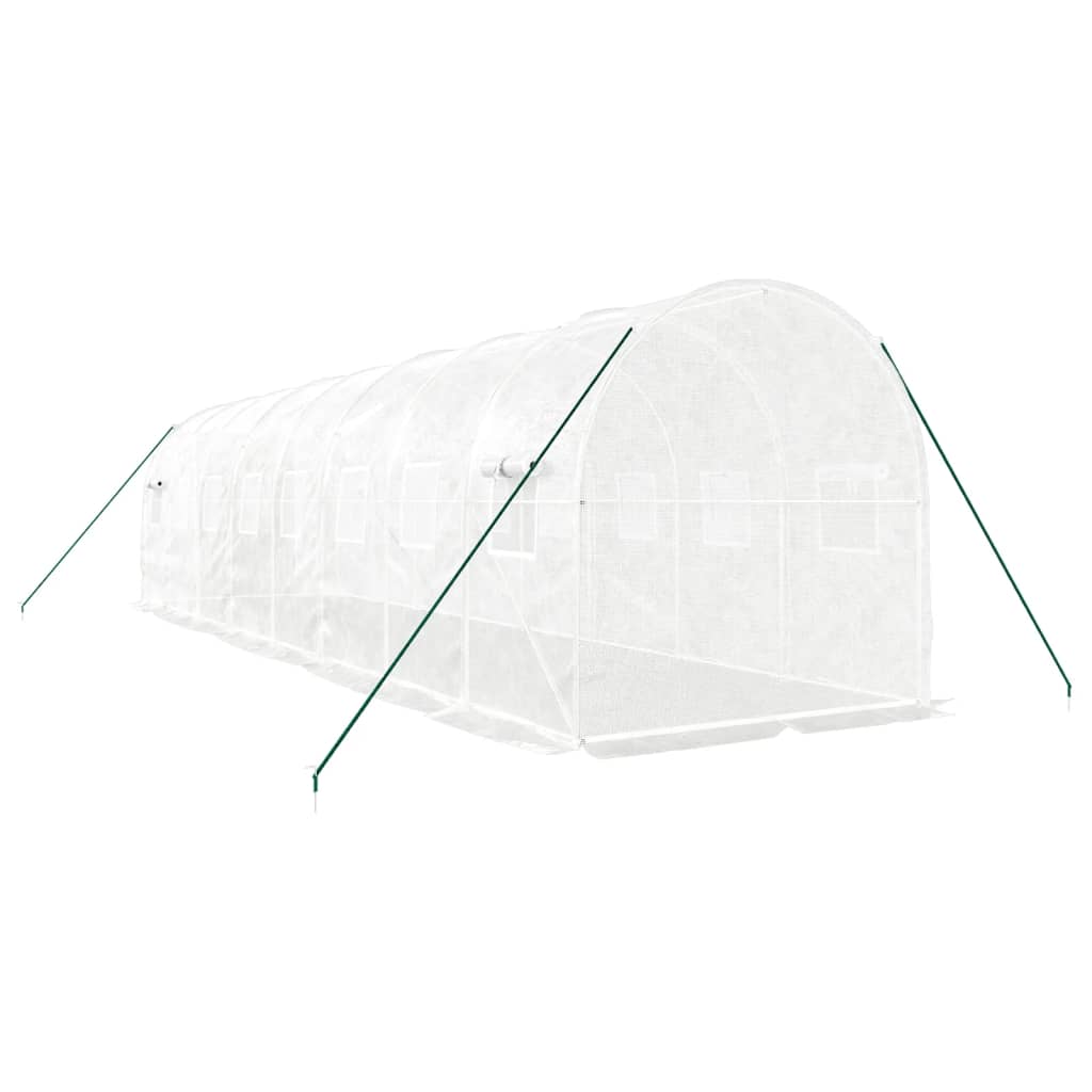 Staklenik s čeličnim okvirom bijeli 16 m² 8 x 2 x 2 m