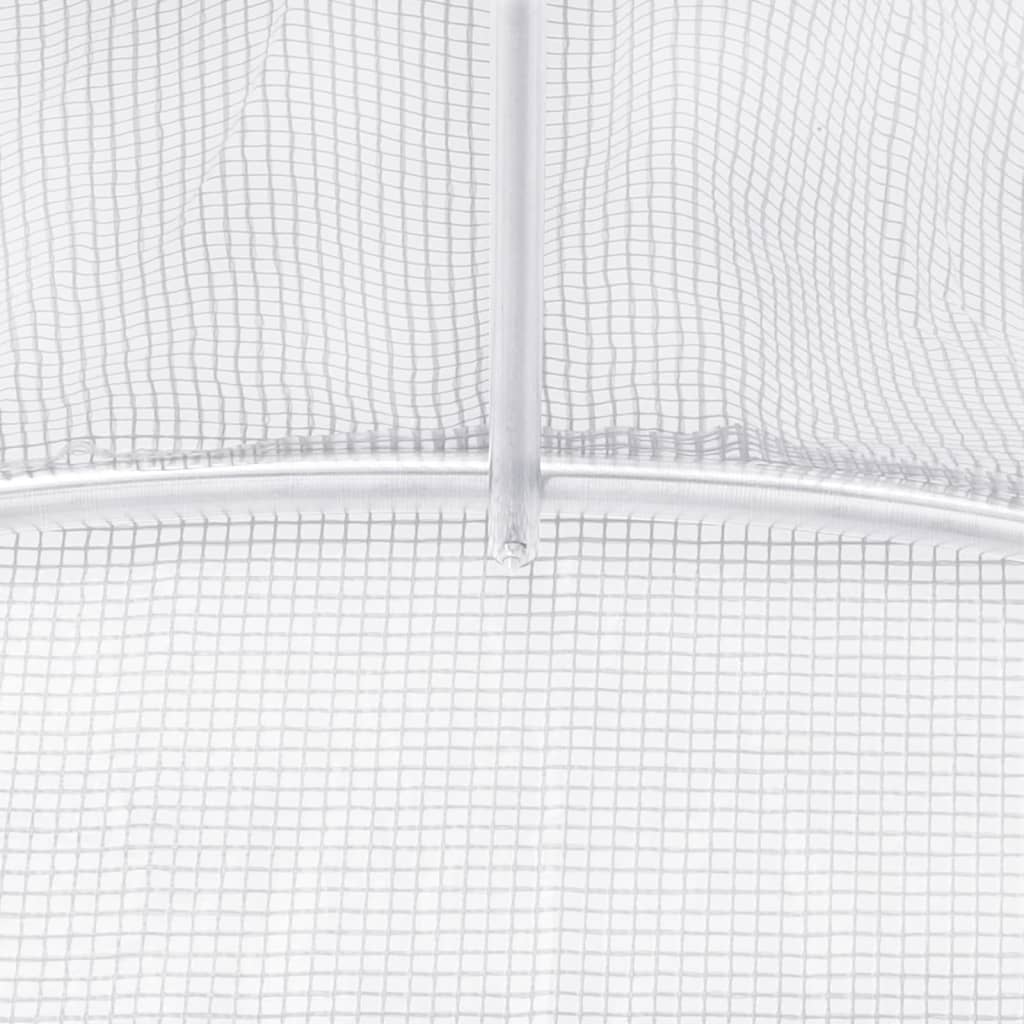 Staklenik s čeličnim okvirom bijeli 16 m² 8 x 2 x 2 m