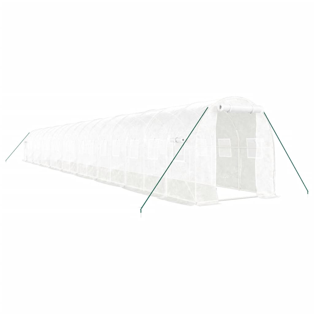 Staklenik s čeličnim okvirom bijeli 36 m² 18 x 2 x 2 m