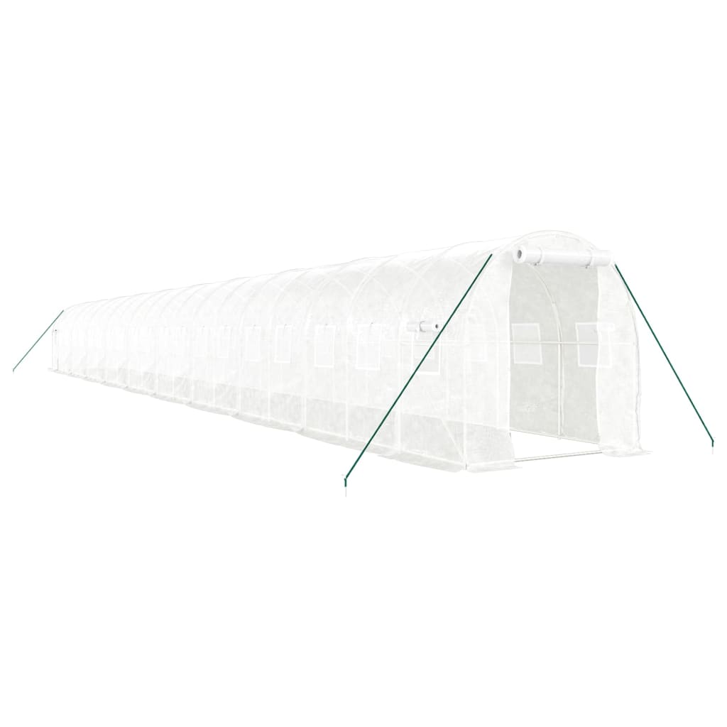 Staklenik s čeličnim okvirom bijeli 40 m² 20 x 2 x 2 m