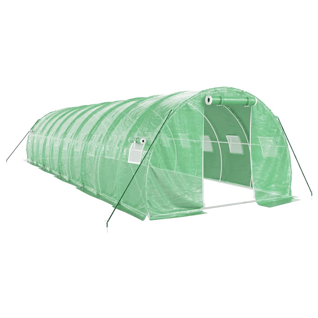 Staklenik s čeličnim okvirom zeleni 30 m² 10 x 3 x 2 m