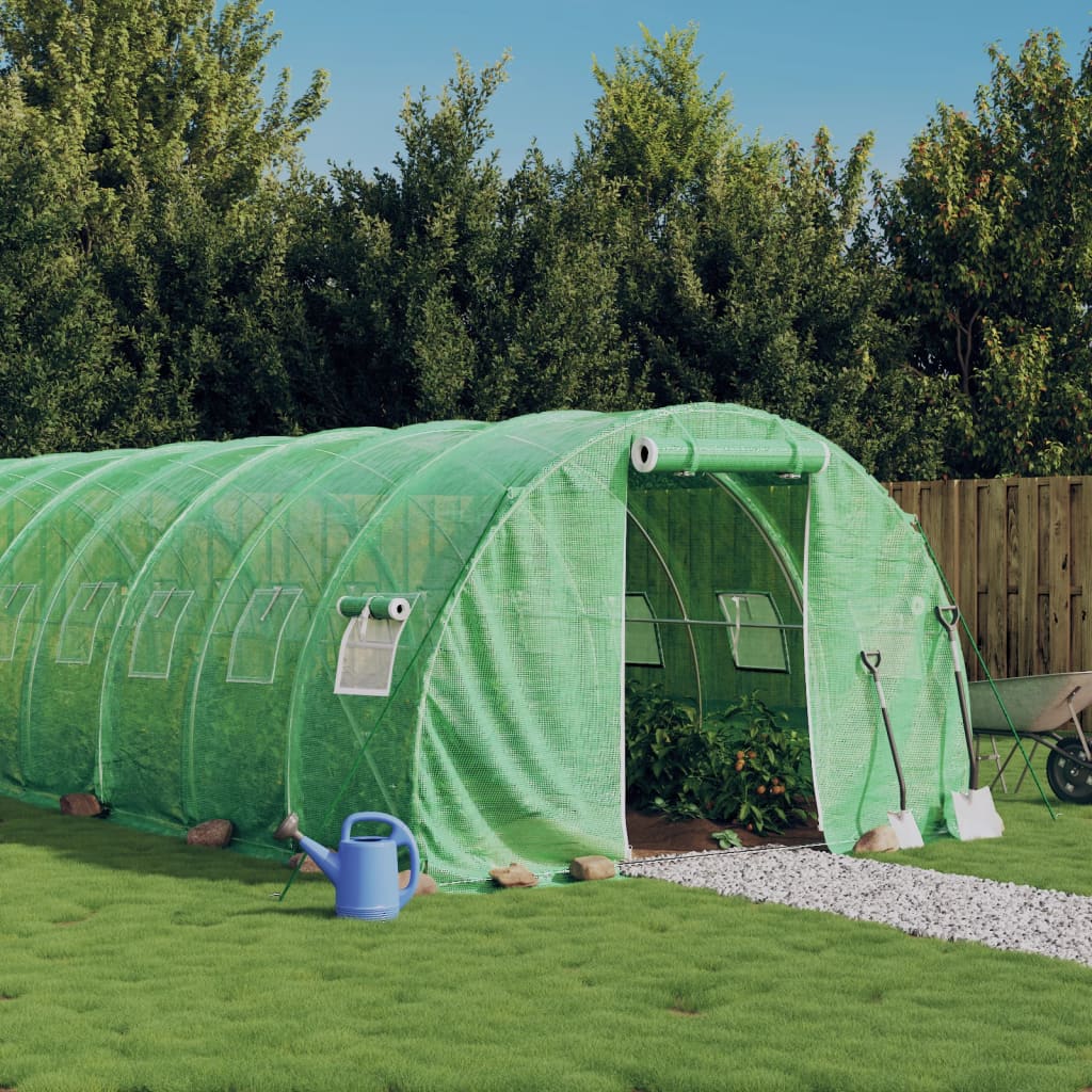 Staklenik s čeličnim okvirom zeleni 60 m² 20 x 3 x 2 m